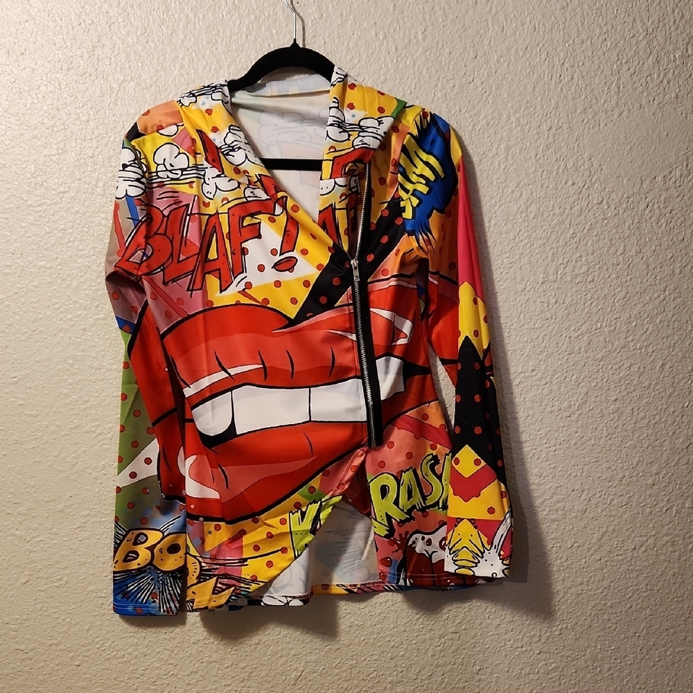 Colorful Comic Print Top